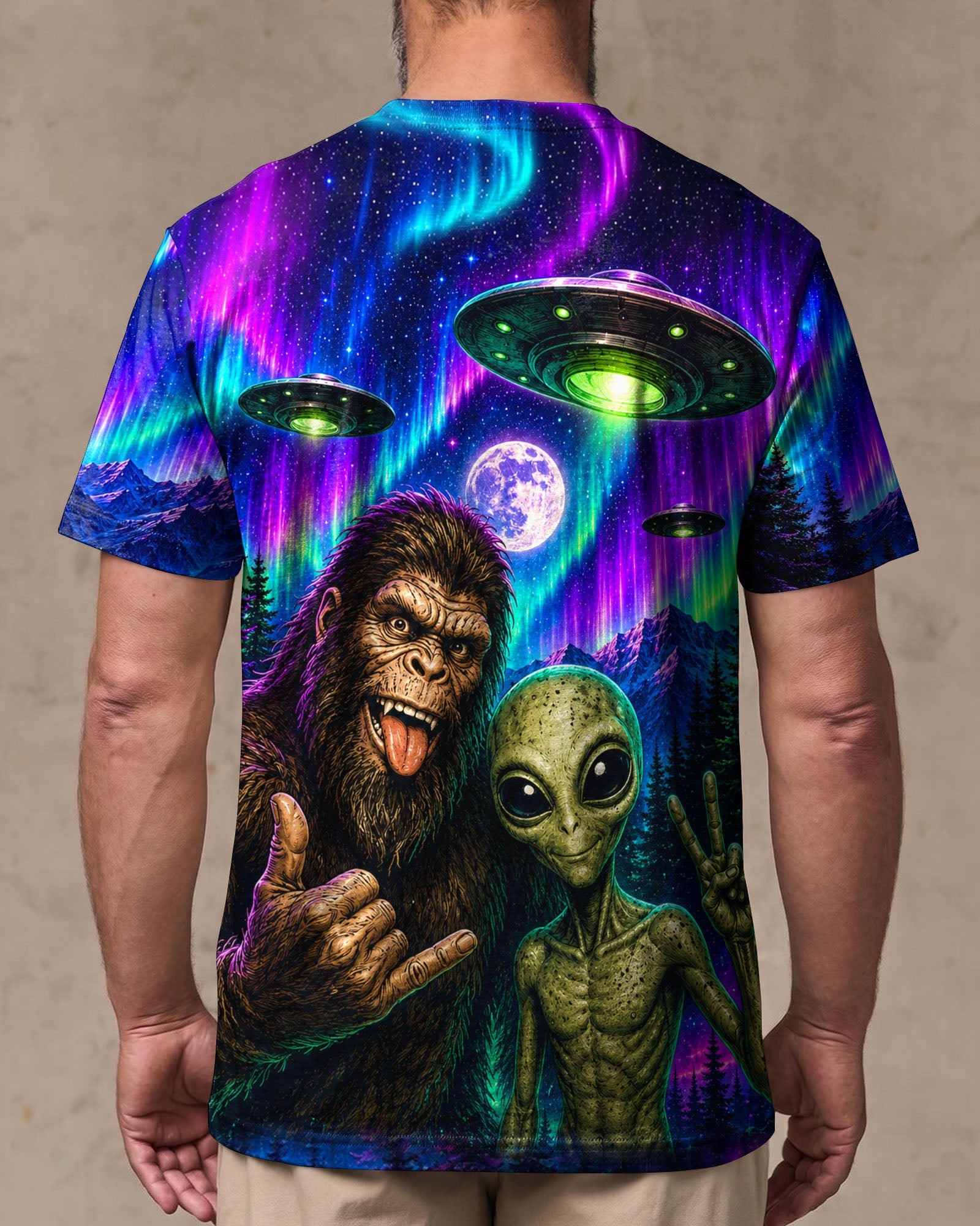 SELFIE BIGFOOT ALIEN AURORA ALL OVER PRINT - TLHN0907263
