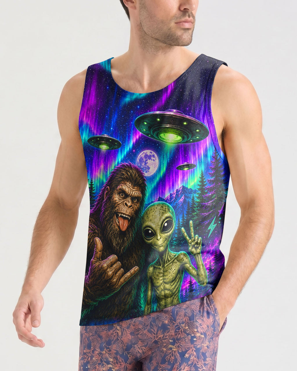 SELFIE BIGFOOT ALIEN AURORA ALL OVER PRINT - TLHN0907263