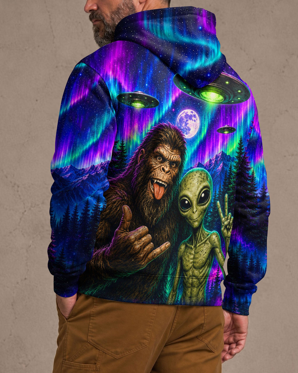 SELFIE BIGFOOT ALIEN AURORA ALL OVER PRINT - TLHN0907263