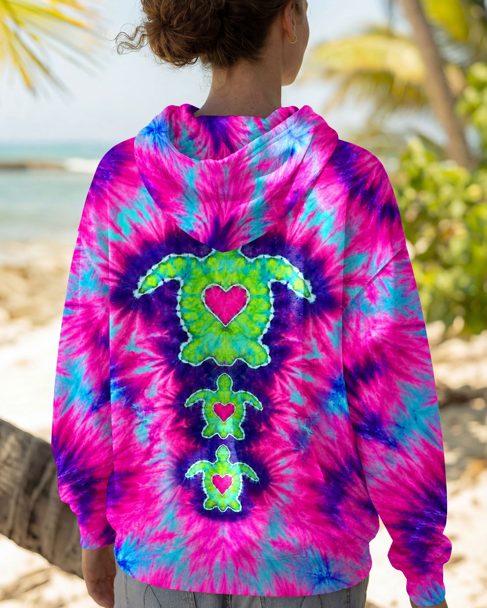 SEA TURTLES WITH RADIANT HEART SWIRL ALL OVER PRINT  - TLHN1506264