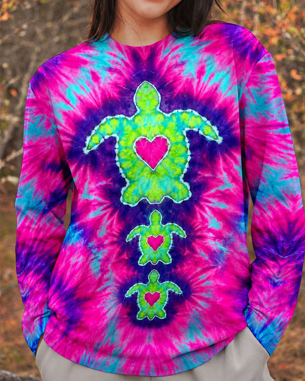 SEA TURTLES WITH RADIANT HEART SWIRL ALL OVER PRINT  - TLHN1506264