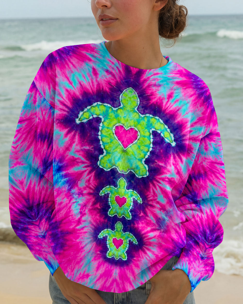 SEA TURTLES WITH RADIANT HEART SWIRL ALL OVER PRINT  - TLHN1506264