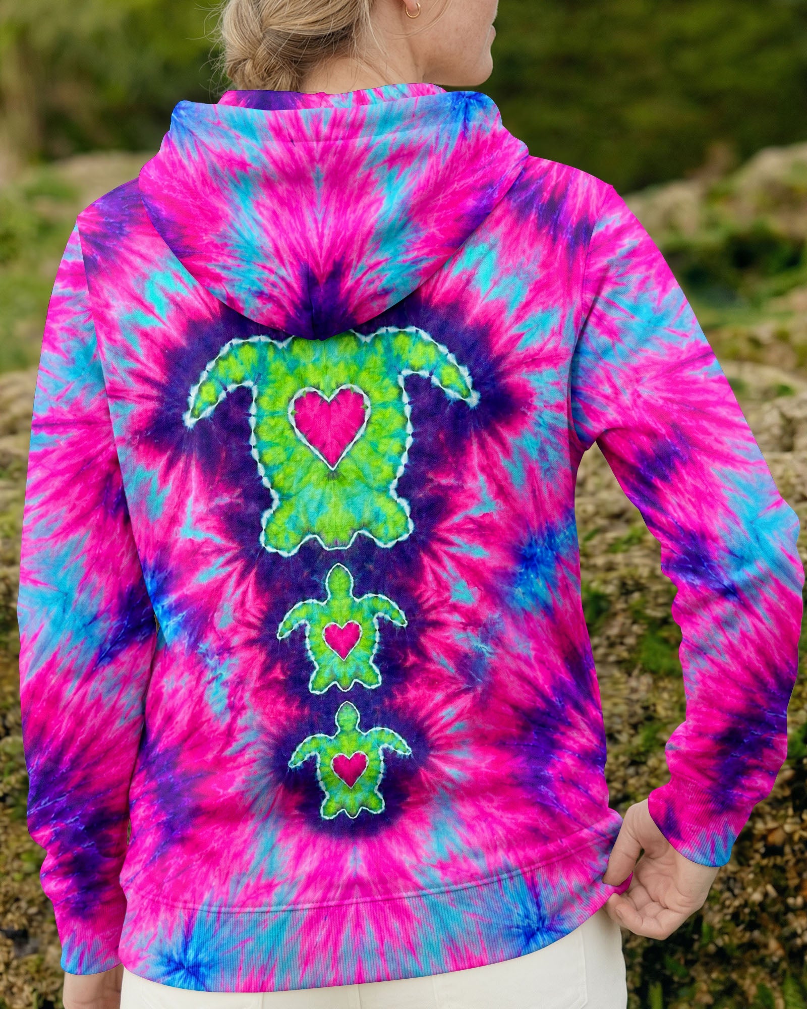 SEA TURTLES WITH RADIANT HEART SWIRL ALL OVER PRINT  - TLHN1506264
