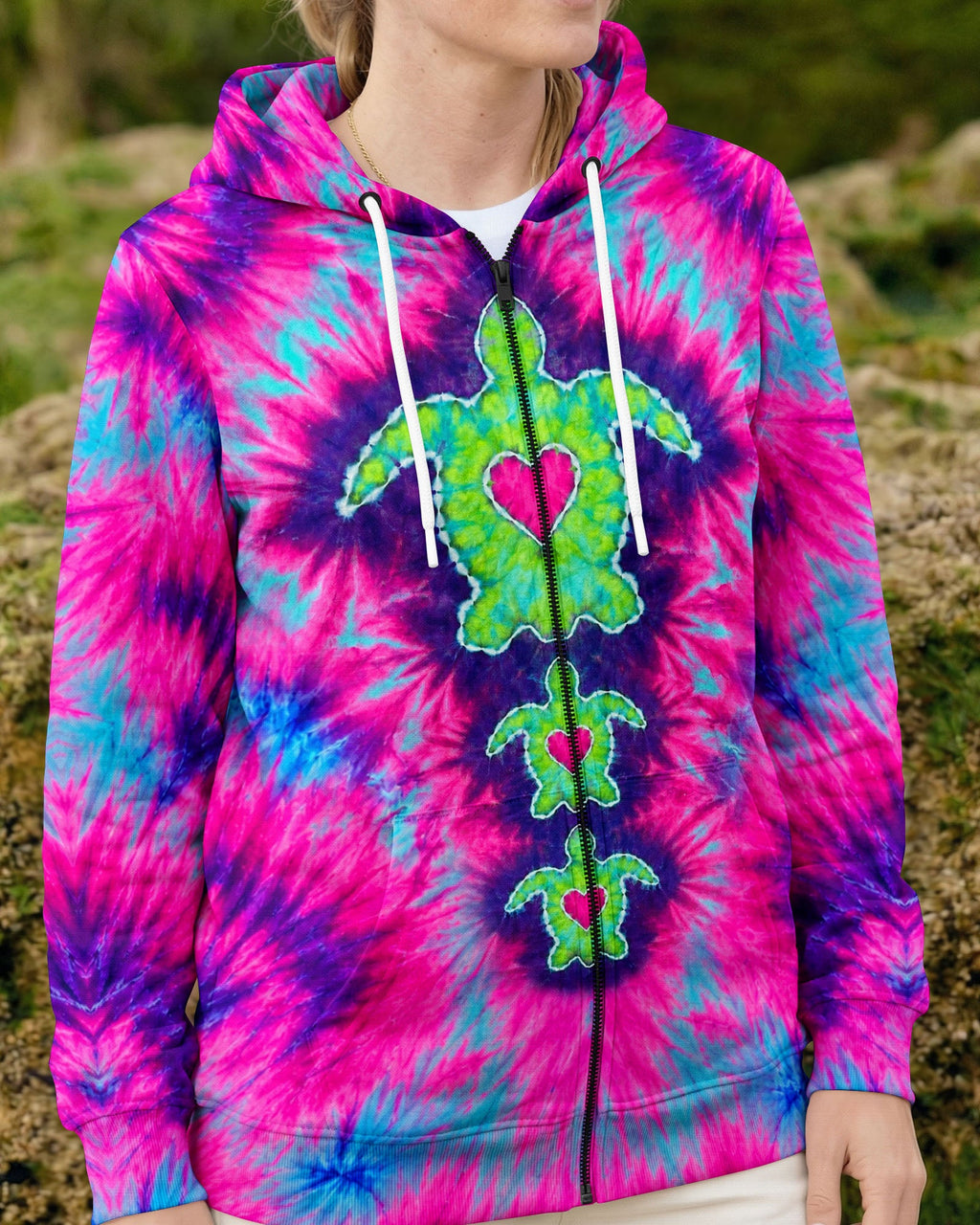 SEA TURTLES WITH RADIANT HEART SWIRL ALL OVER PRINT  - TLHN1506264