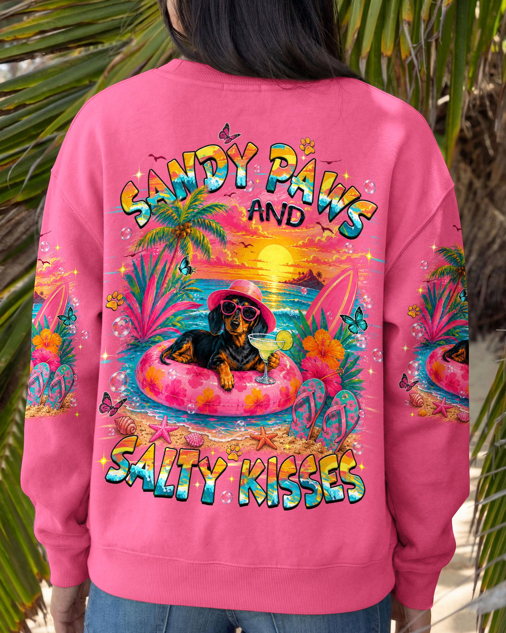 SANDY PAWS AND SALTY KISSES DACHSHUND DOG ALL OVER PRINT   - TLHN2005261