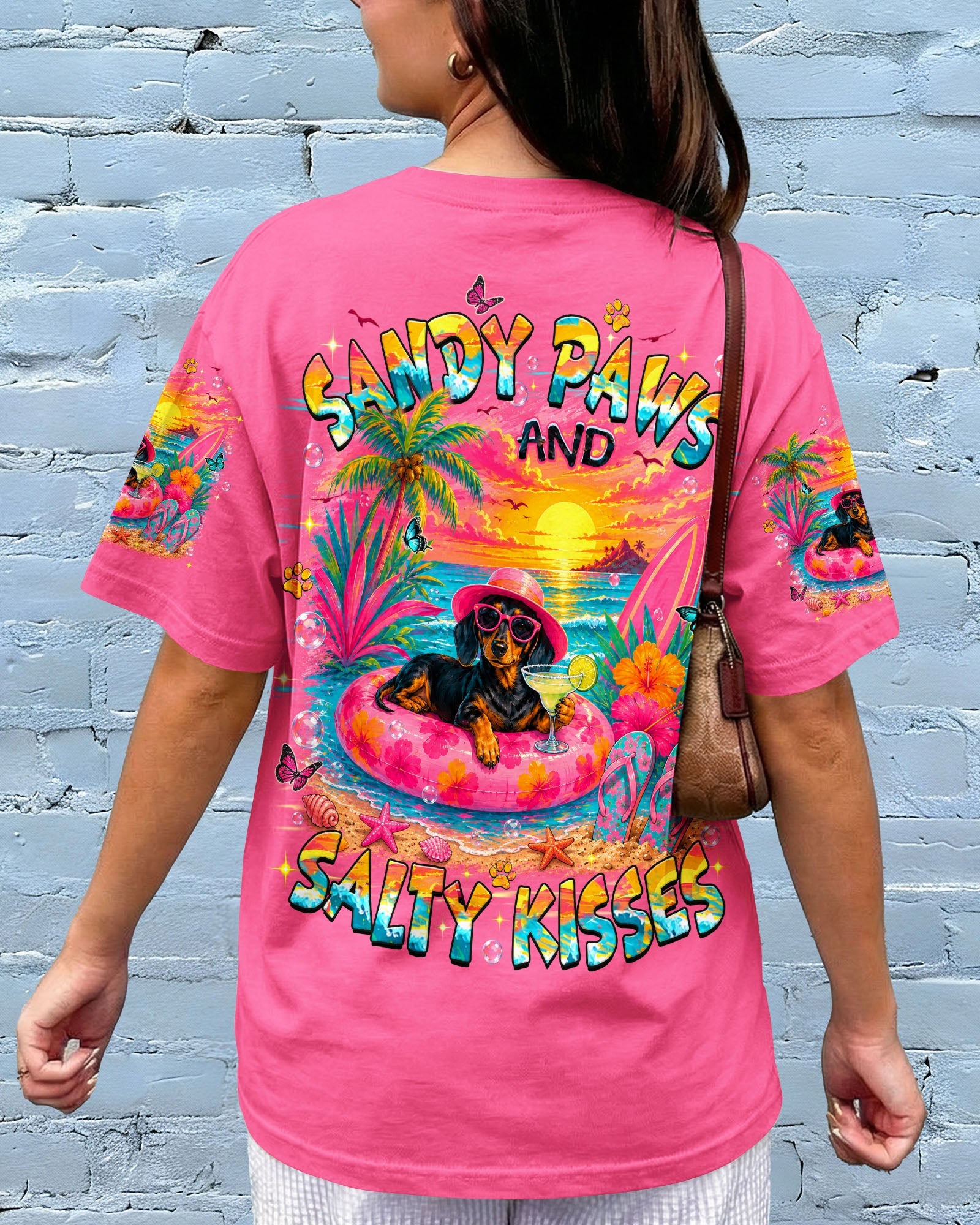 SANDY PAWS AND SALTY KISSES DACHSHUND DOG ALL OVER PRINT   - TLHN2005261