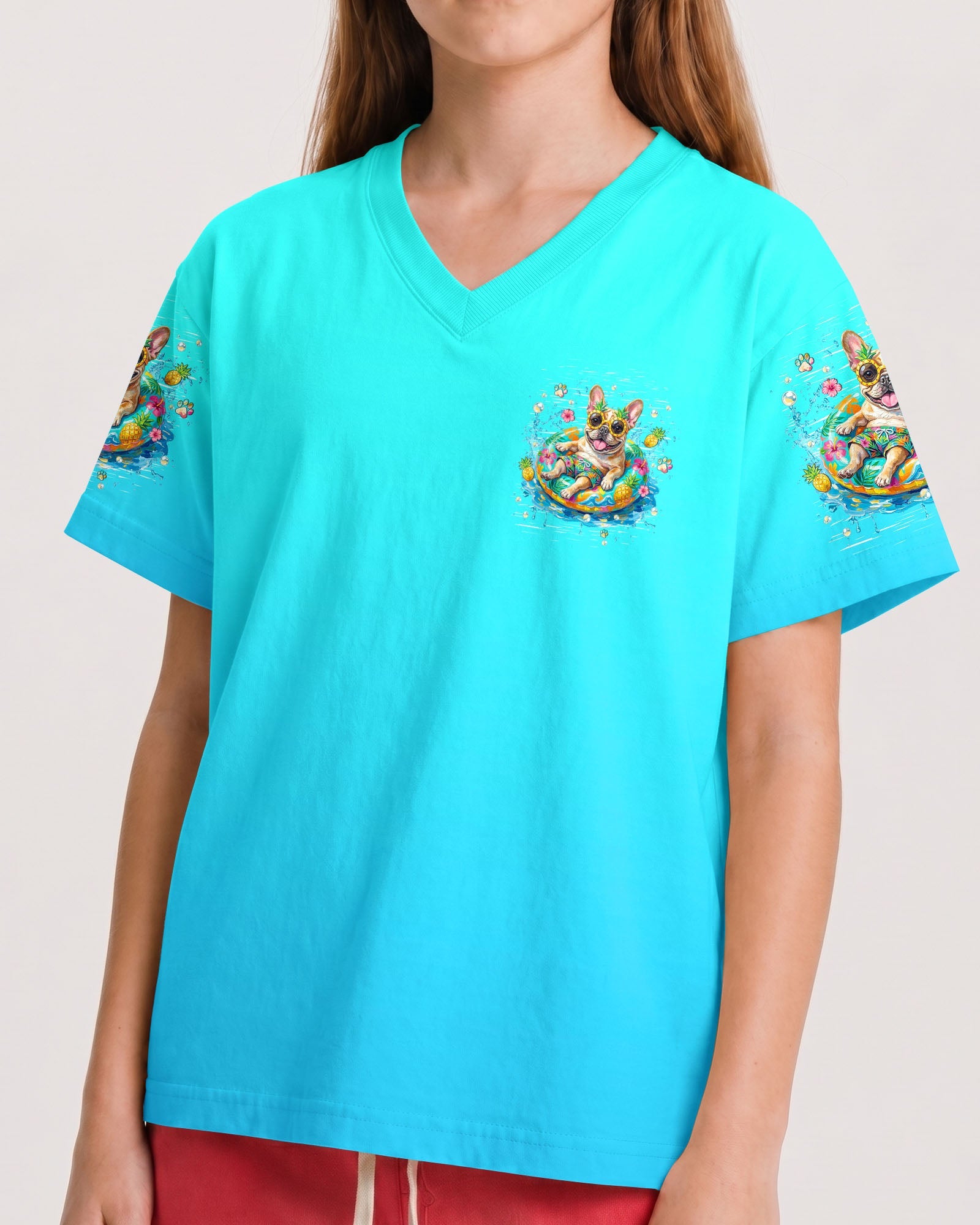 SANDY PAWS SUNKISSED NOSE FRENCH BULLDOG KIDS ALL OVER PRINT  - TLHN2205264