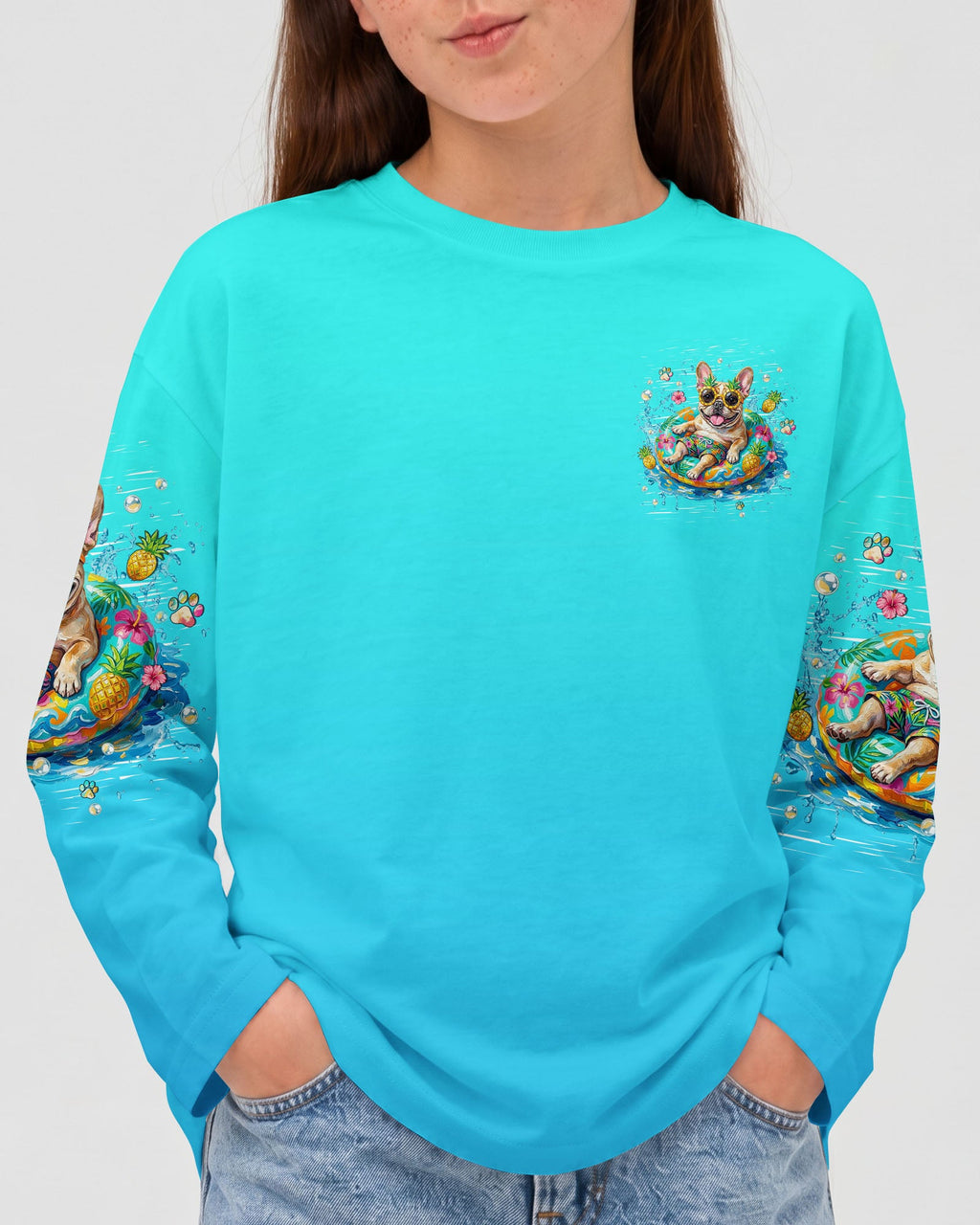 SANDY PAWS SUNKISSED NOSE FRENCH BULLDOG KIDS ALL OVER PRINT  - TLHN2205264