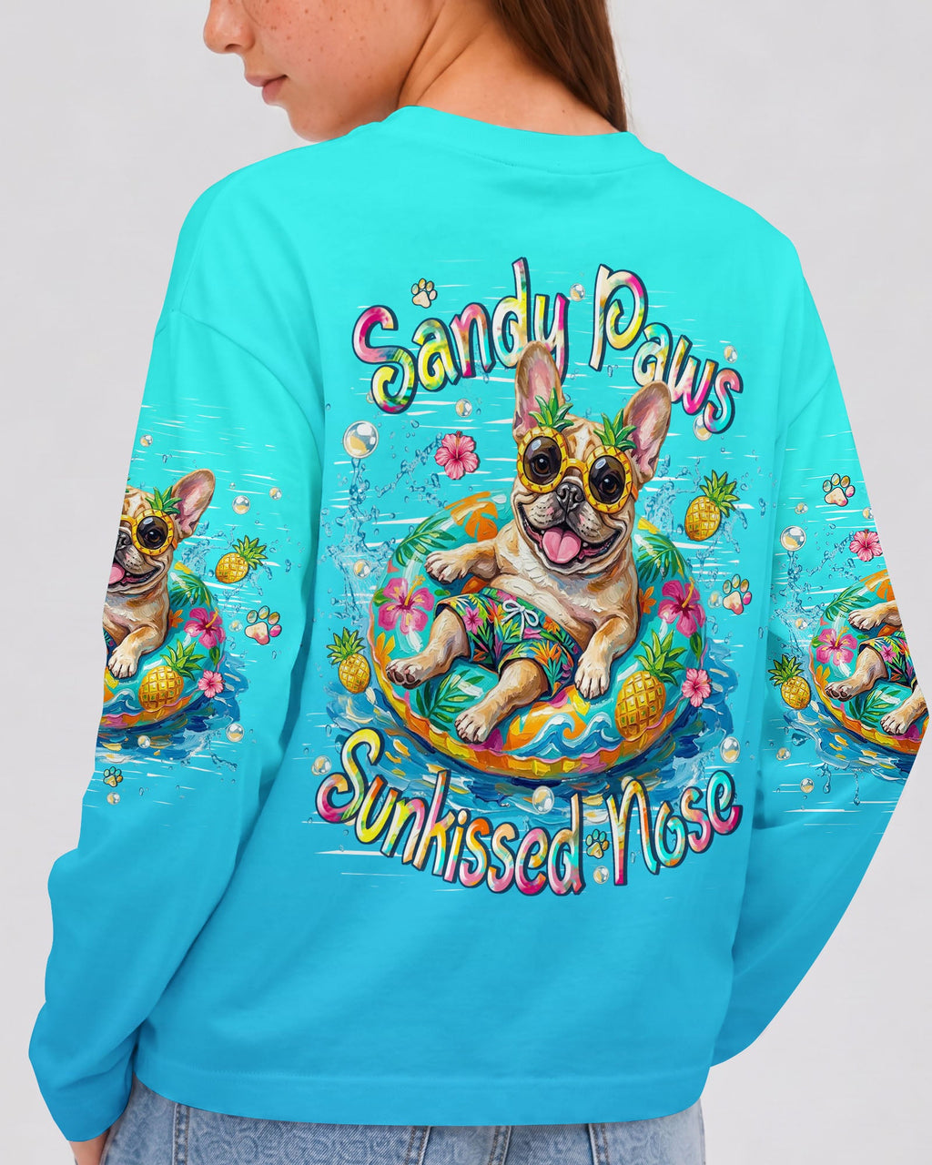 SANDY PAWS SUNKISSED NOSE FRENCH BULLDOG KIDS ALL OVER PRINT  - TLHN2205264