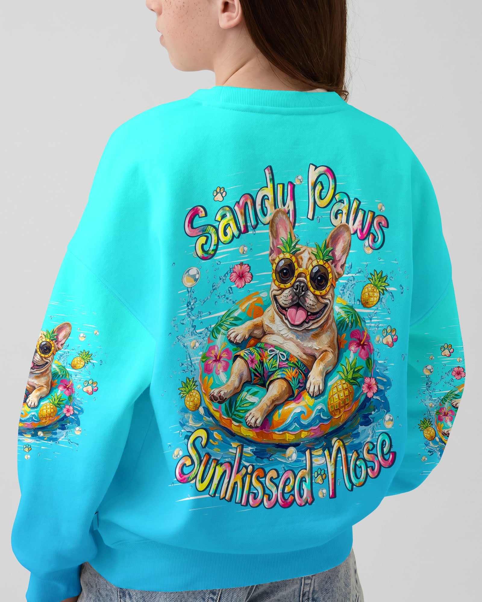 SANDY PAWS SUNKISSED NOSE FRENCH BULLDOG KIDS ALL OVER PRINT  - TLHN2205264