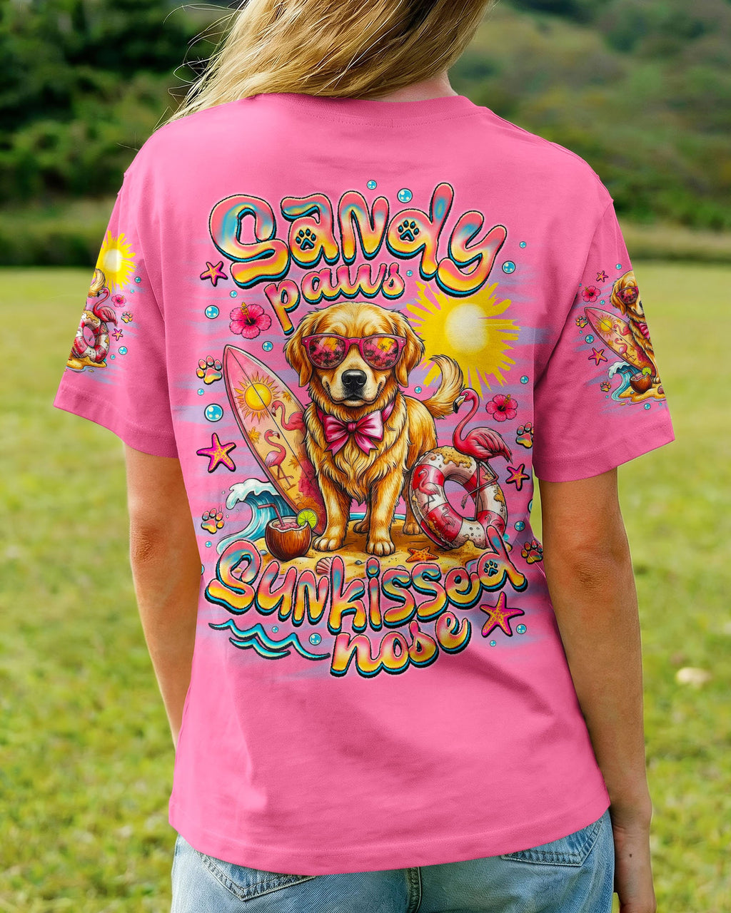 SANDY PAWS SUNKISSED NOSE GOLDEN RETRIEVER DOG ALL OVER PRINT   - TLNO0106261