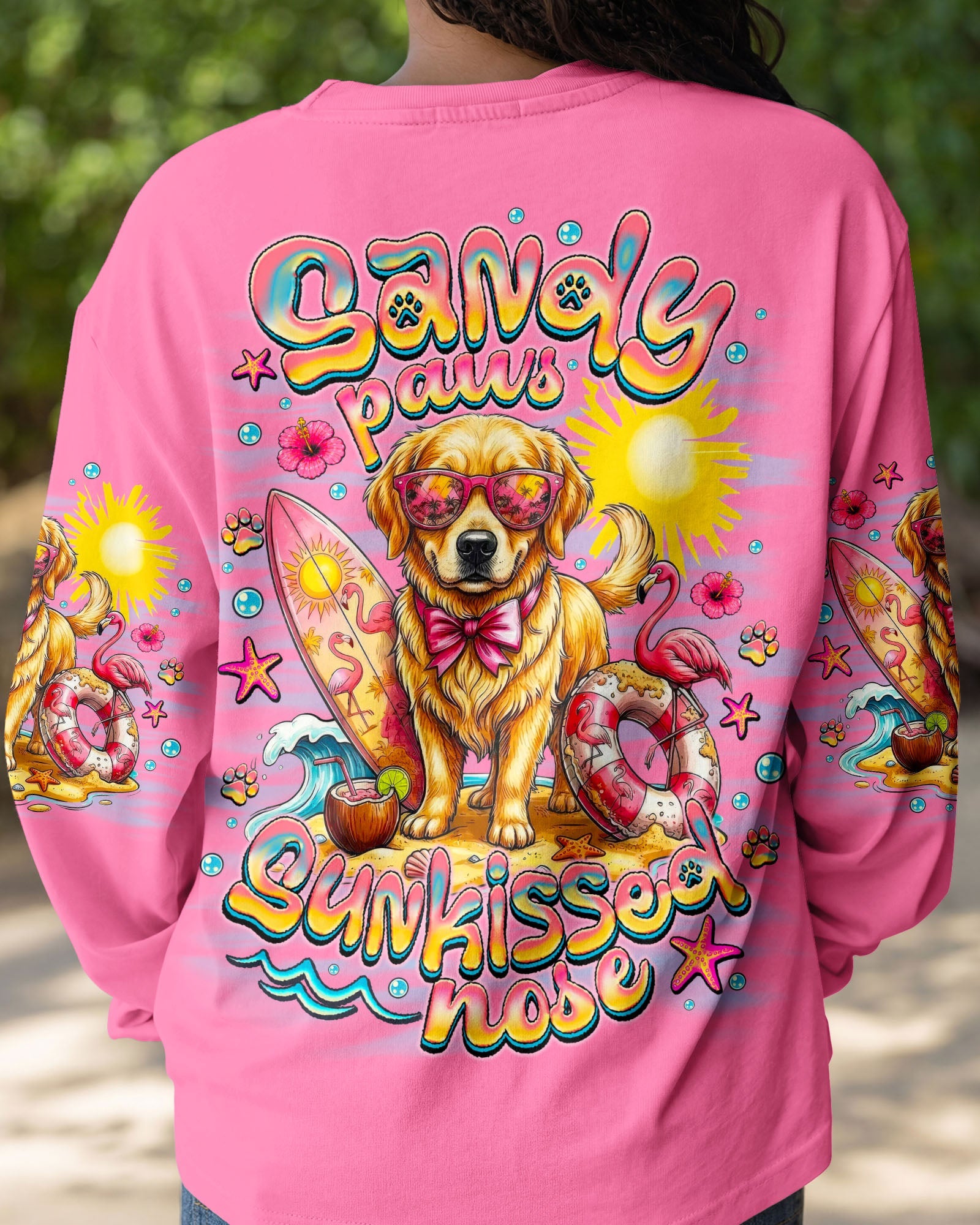 SANDY PAWS SUNKISSED NOSE GOLDEN RETRIEVER DOG ALL OVER PRINT   - TLNO0106261
