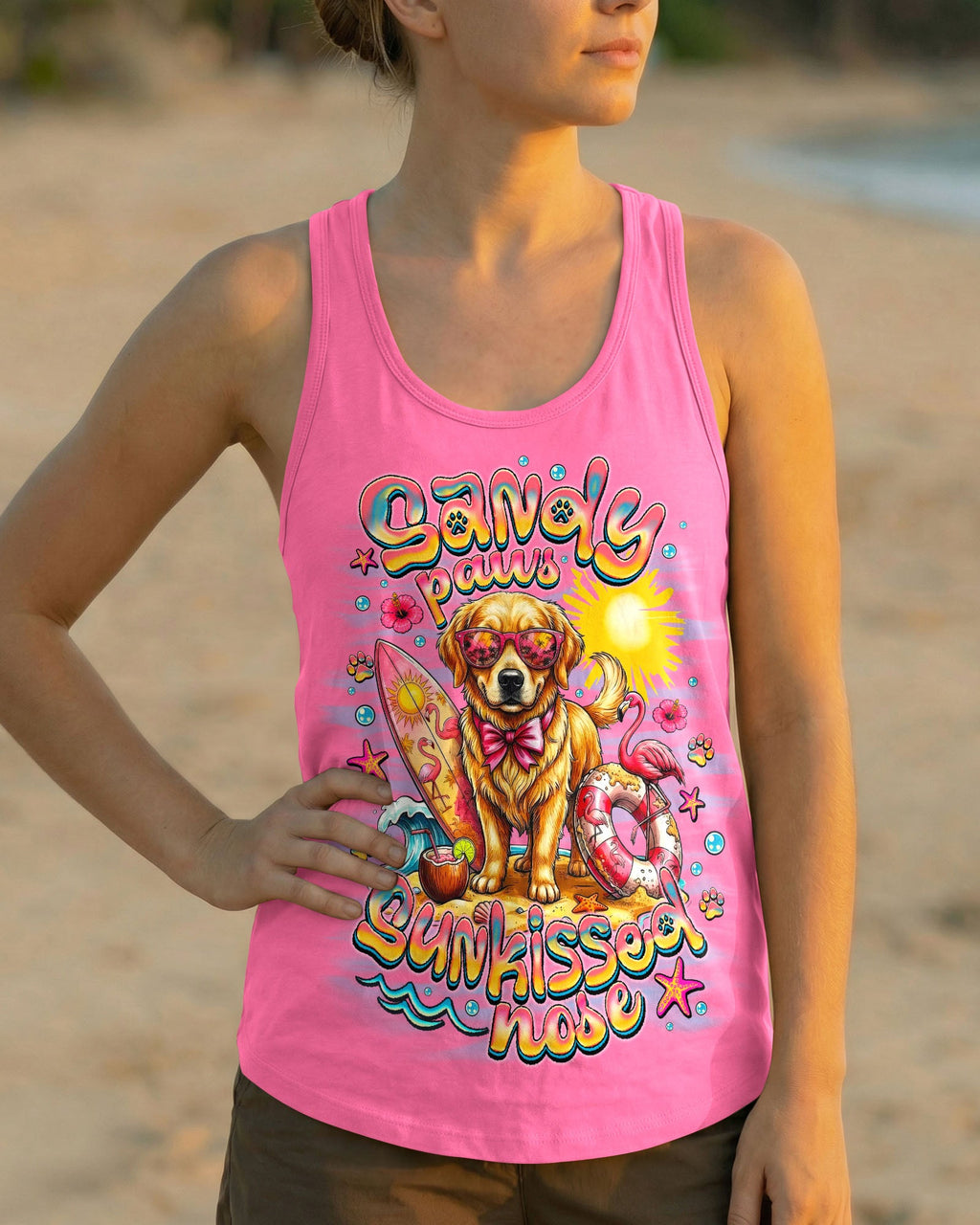 SANDY PAWS SUNKISSED NOSE GOLDEN RETRIEVER DOG ALL OVER PRINT   - TLNO0106261