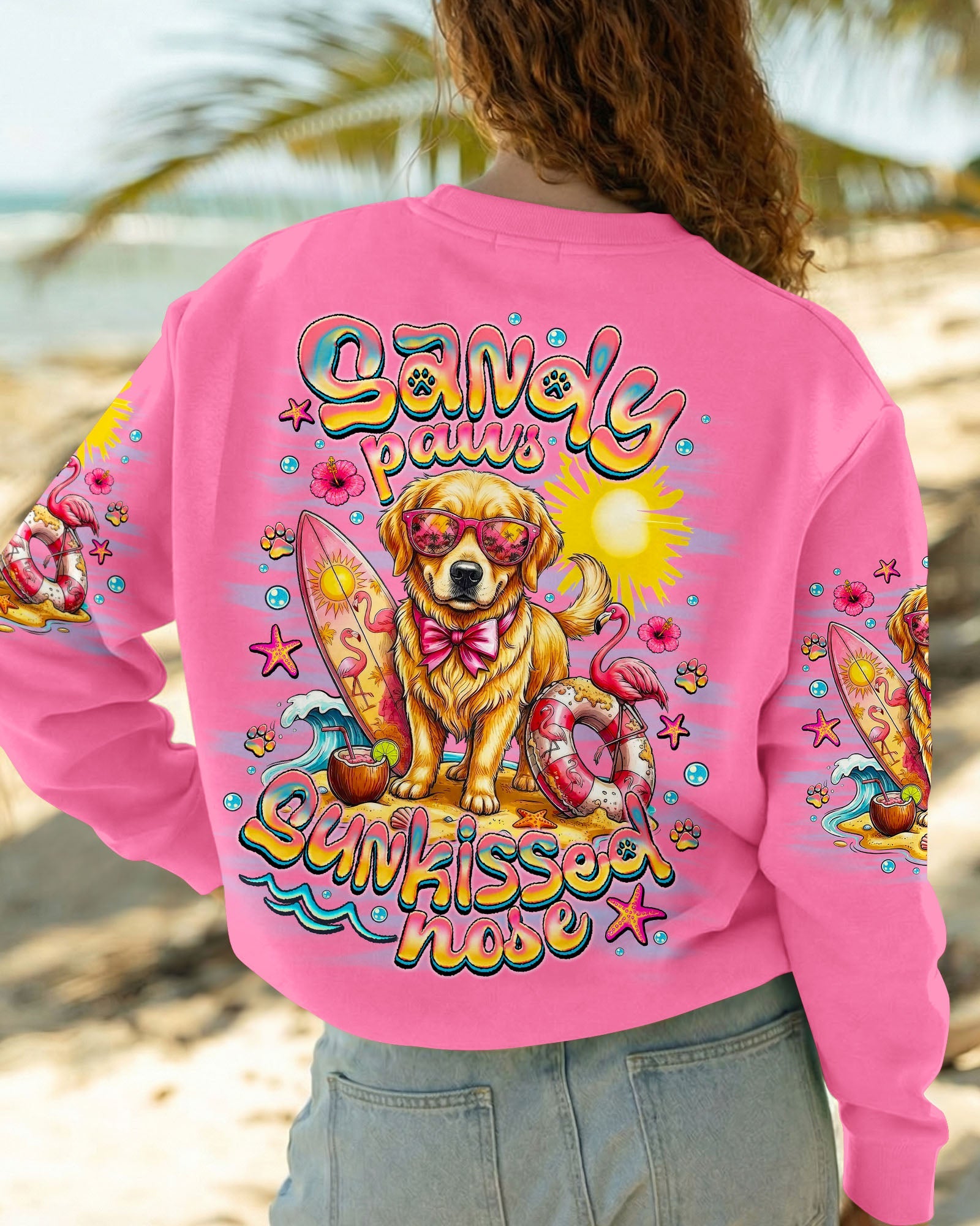 SANDY PAWS SUNKISSED NOSE GOLDEN RETRIEVER DOG ALL OVER PRINT   - TLNO0106261