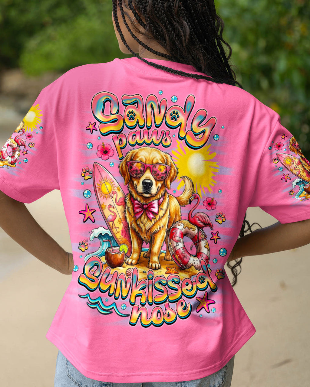 SANDY PAWS SUNKISSED NOSE GOLDEN RETRIEVER DOG ALL OVER PRINT   - TLNO0106261