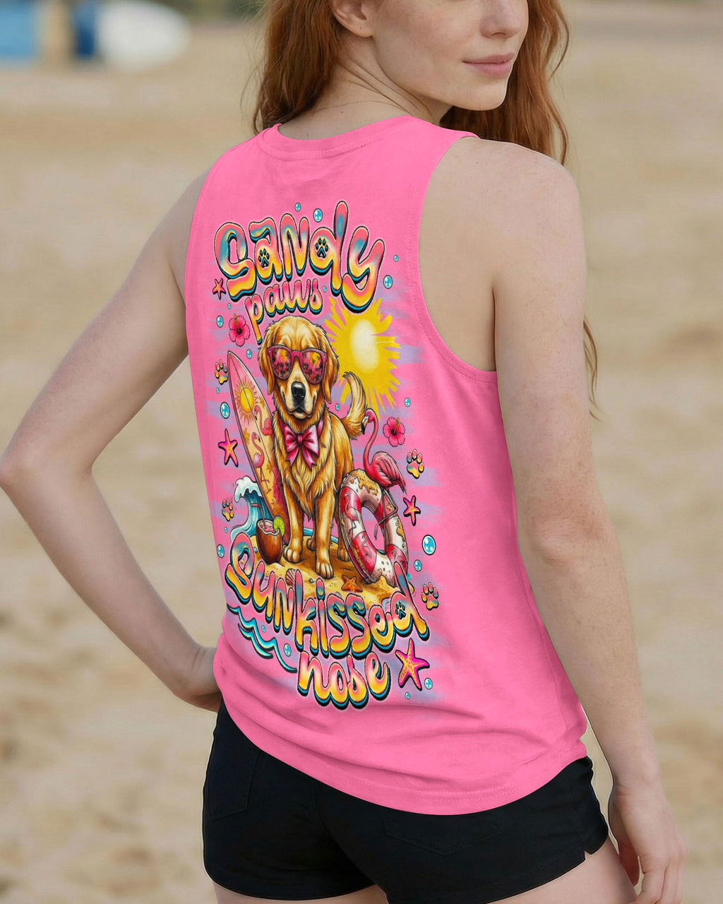 SANDY PAWS SUNKISSED NOSE GOLDEN RETRIEVER DOG ALL OVER PRINT   - TLNO0106261