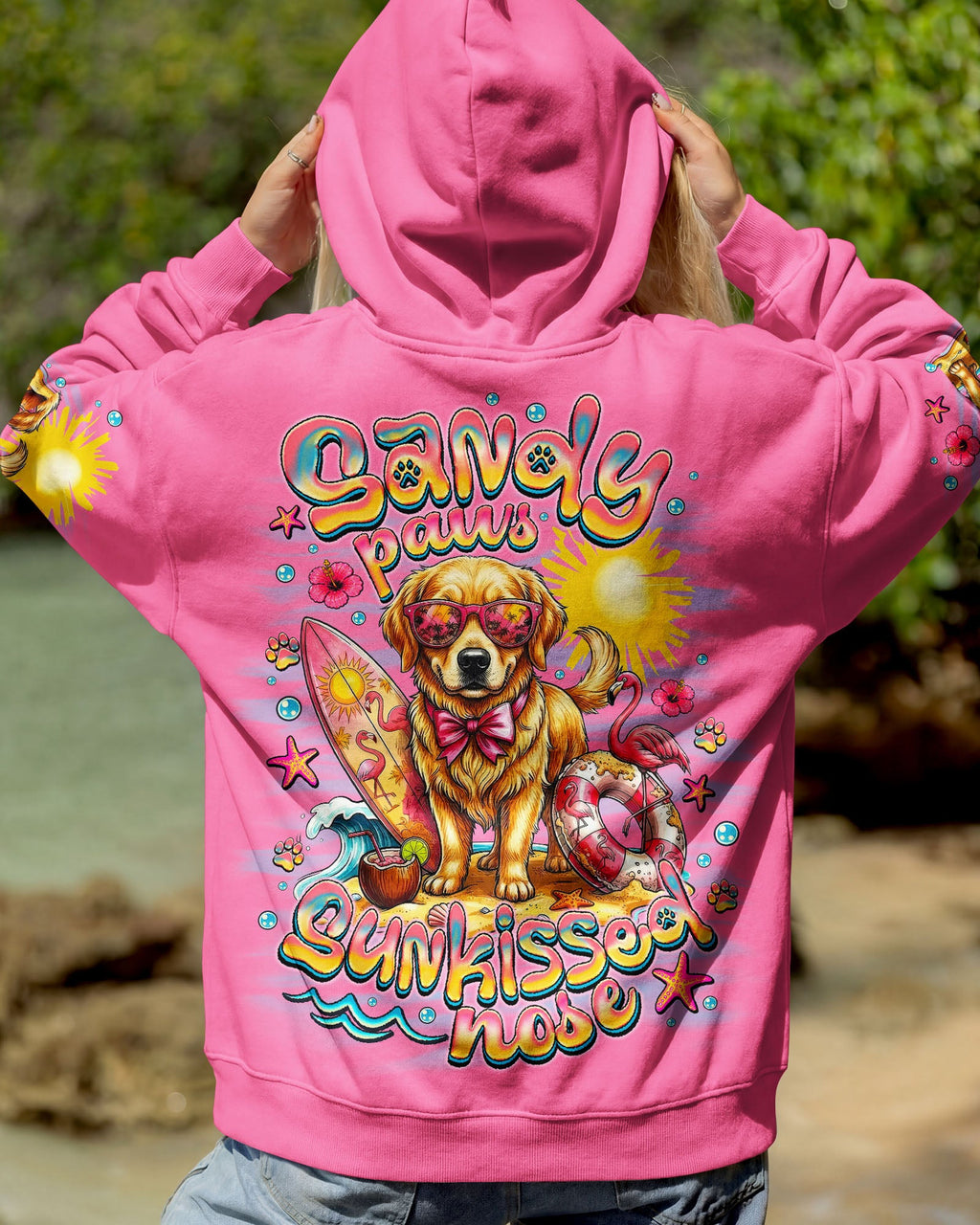 SANDY PAWS SUNKISSED NOSE GOLDEN RETRIEVER DOG ALL OVER PRINT   - TLNO0106261