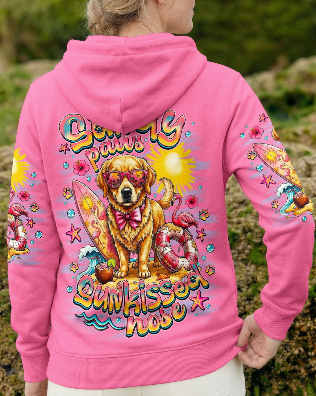 SANDY PAWS SUNKISSED NOSE GOLDEN RETRIEVER DOG ALL OVER PRINT   - TLNO0106261
