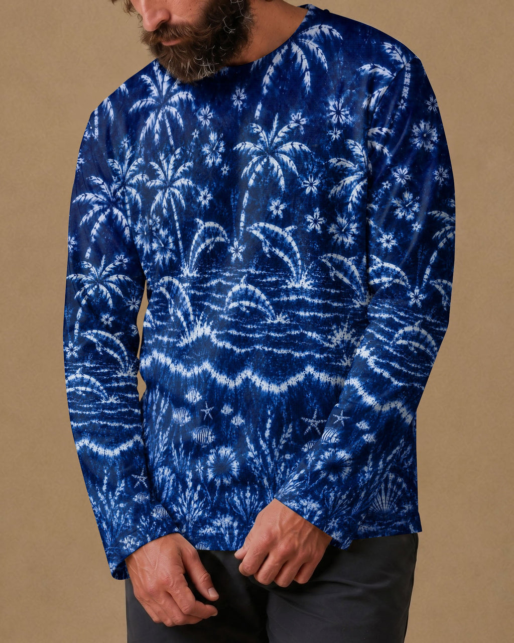 DOLPHIN JUMPING OCEAN ALL OVER PRINT  - TLNO0107263