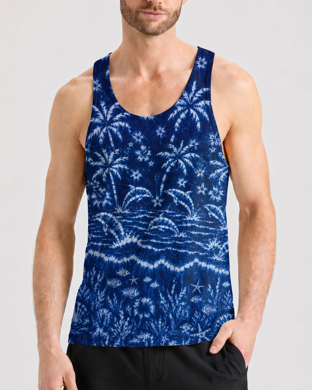 DOLPHIN JUMPING OCEAN ALL OVER PRINT  - TLNO0107263