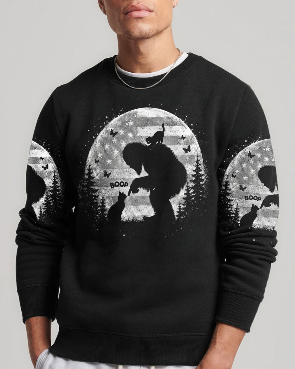 BOOP BIGFOOT CAT MOONLIGHT ALL OVER PRINT  - TLNO0306261