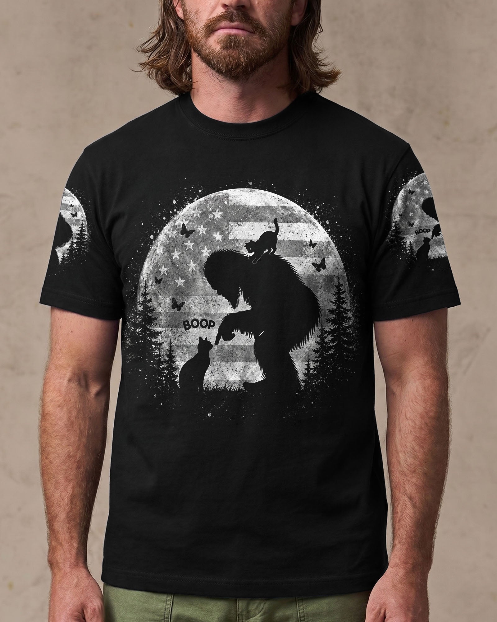 BOOP BIGFOOT CAT MOONLIGHT ALL OVER PRINT  - TLNO0306261