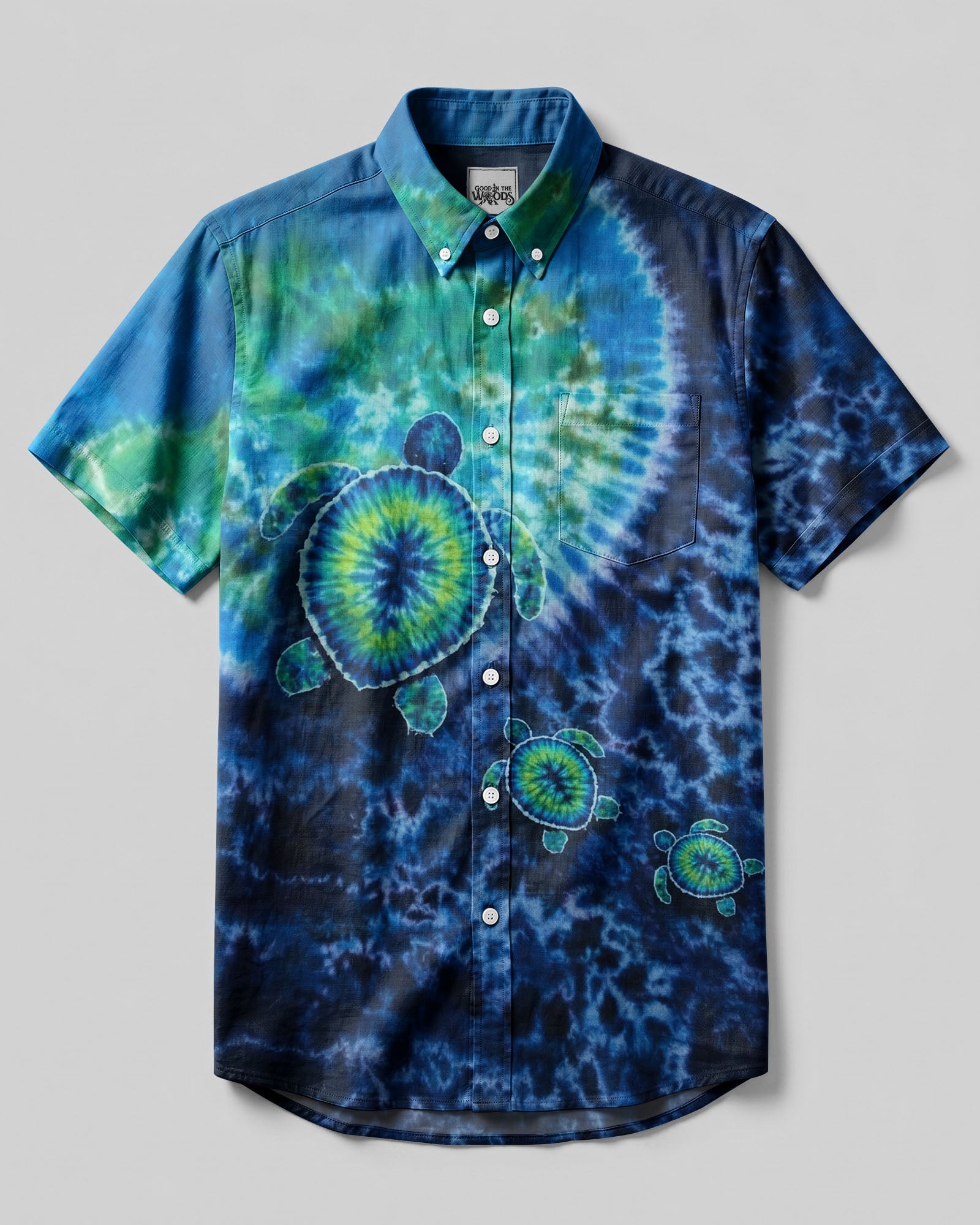 SEA TURTLE BLUE OCEAN SWIRL BUTTON-DOWN COLLAR SHIRT - TLNO1606262