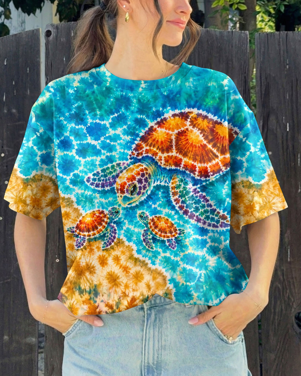 SEA TURTLES BY THE SHORE  BURST ALL OVER PRINT  - TLNO2606262