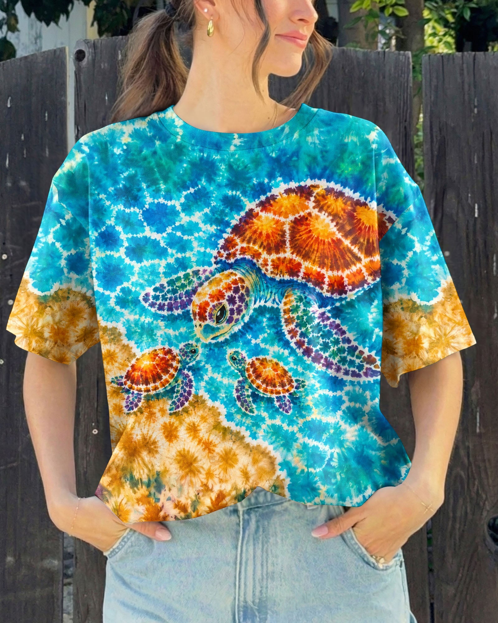 SEA TURTLES BY THE SHORE  BURST ALL OVER PRINT  - TLNO2606262