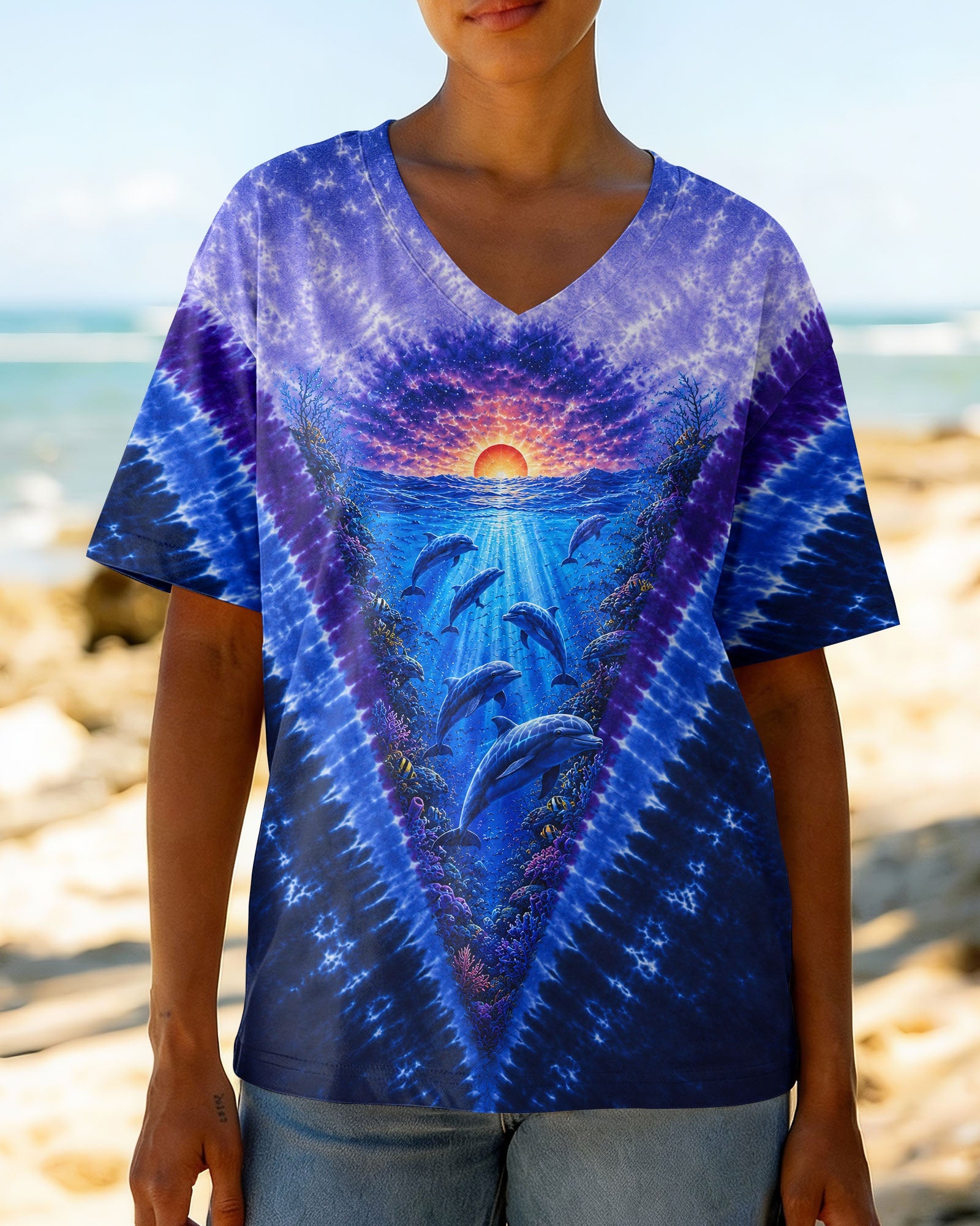 SUNSET DOLPHINS V PATTERN ALL OVER PRINT - TLNT0206261