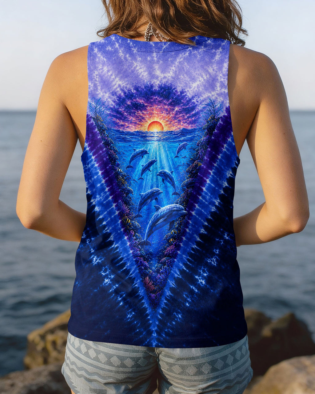 SUNSET DOLPHINS V PATTERN ALL OVER PRINT - TLNT0206261