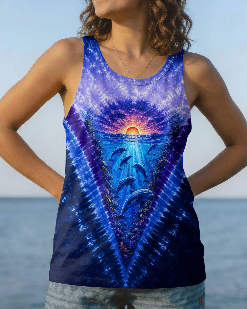 SUNSET DOLPHINS V PATTERN ALL OVER PRINT - TLNT0206261