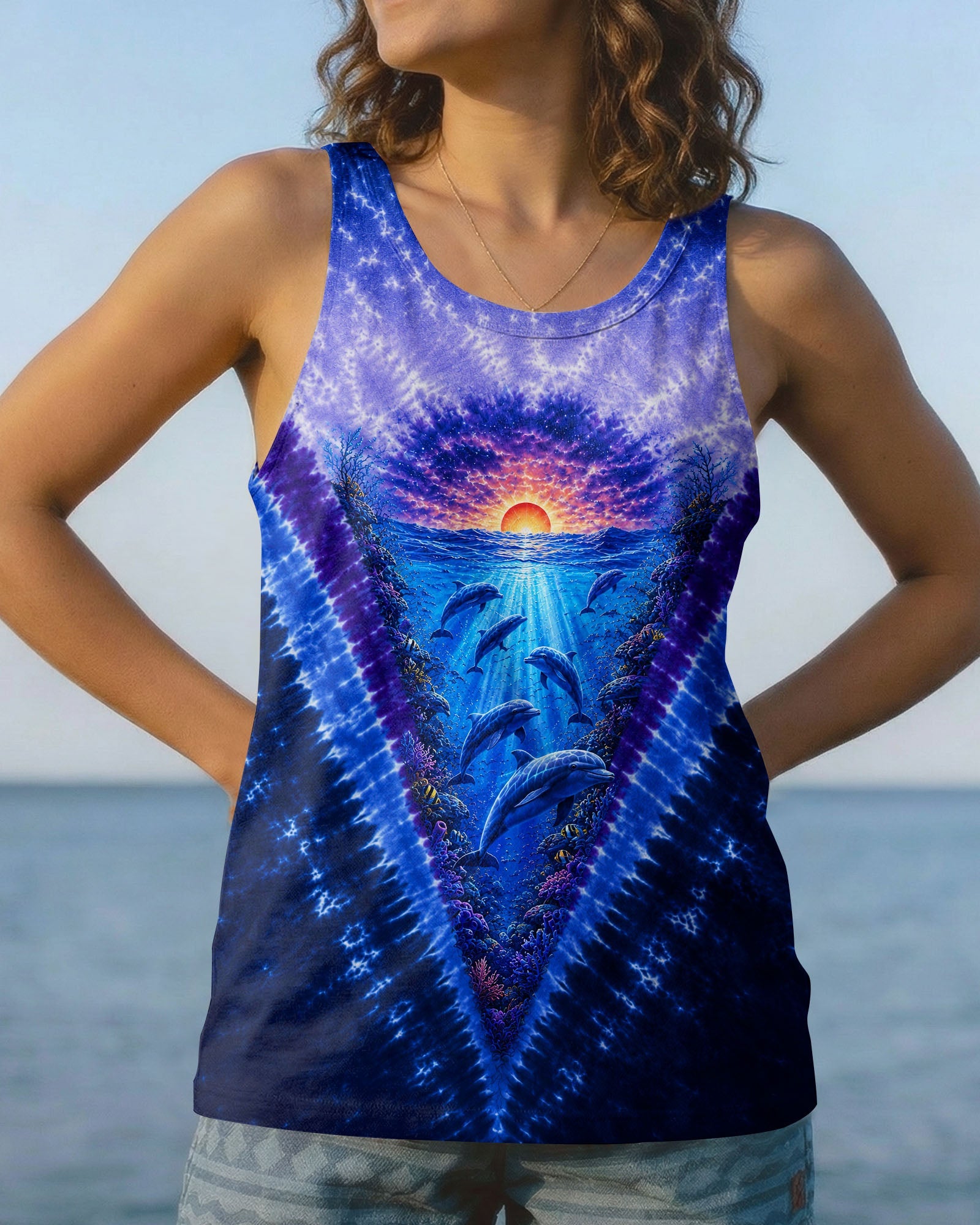 SUNSET DOLPHINS V PATTERN ALL OVER PRINT - TLNT0206261