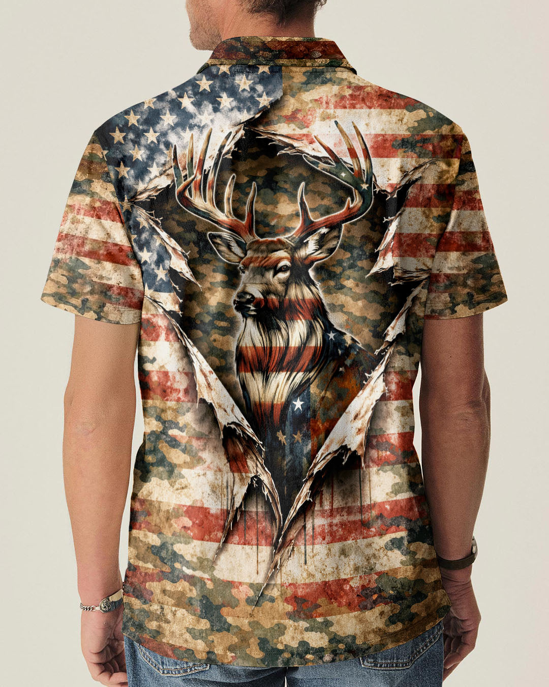 GRUNGE STARS AND STRIPES DEER HUNTING  ALL OVER PRINT - TLNT0304263