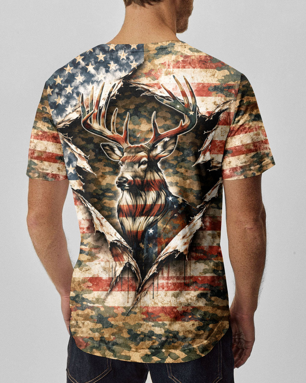 GRUNGE STARS AND STRIPES DEER HUNTING  ALL OVER PRINT - TLNT0304263