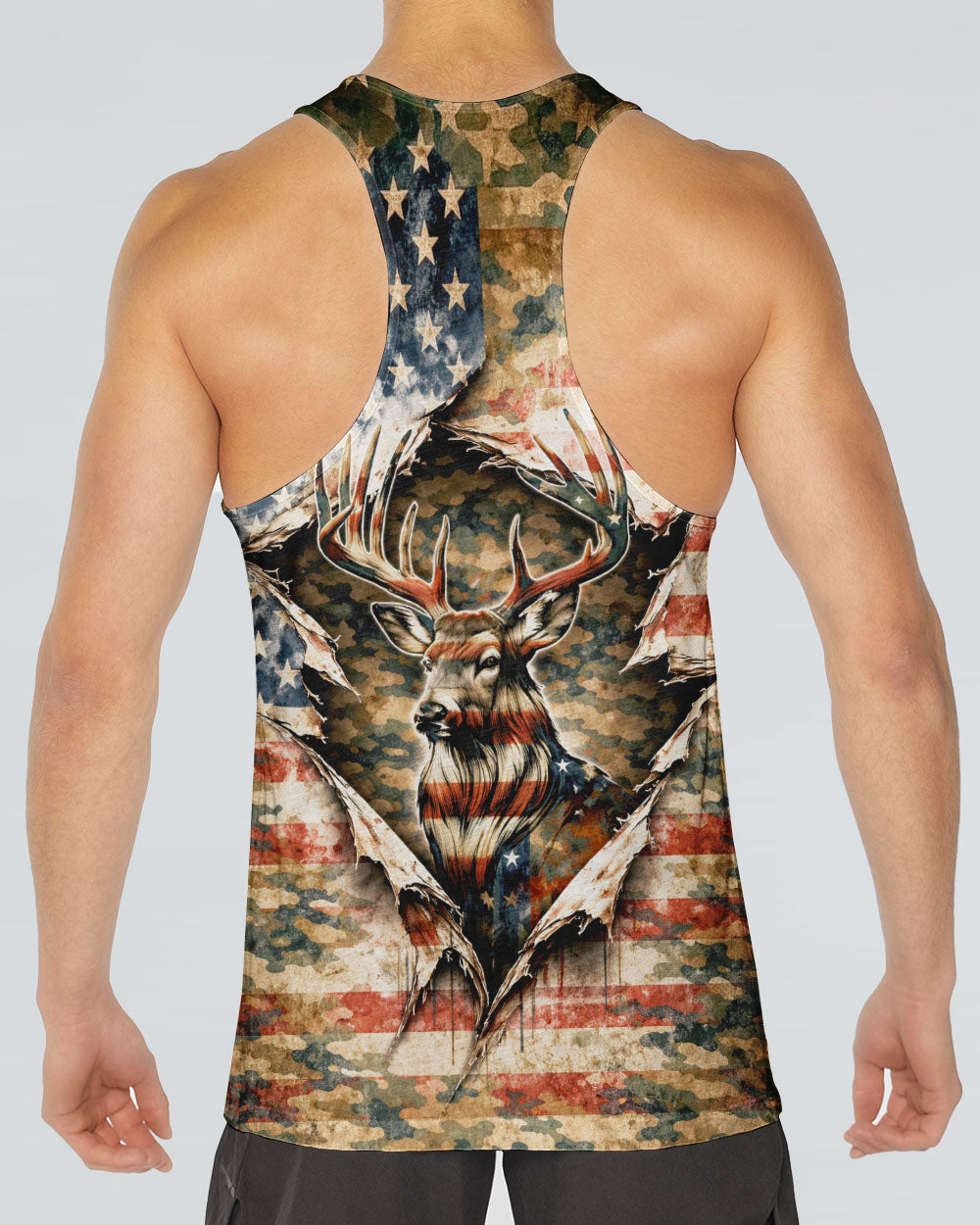 GRUNGE STARS AND STRIPES DEER HUNTING  ALL OVER PRINT - TLNT0304263