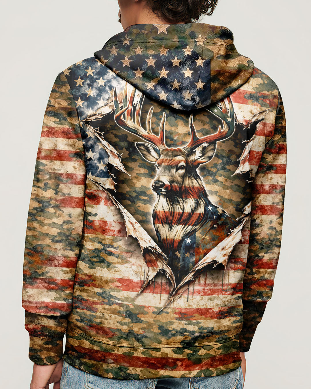 GRUNGE STARS AND STRIPES DEER HUNTING  ALL OVER PRINT - TLNT0304263