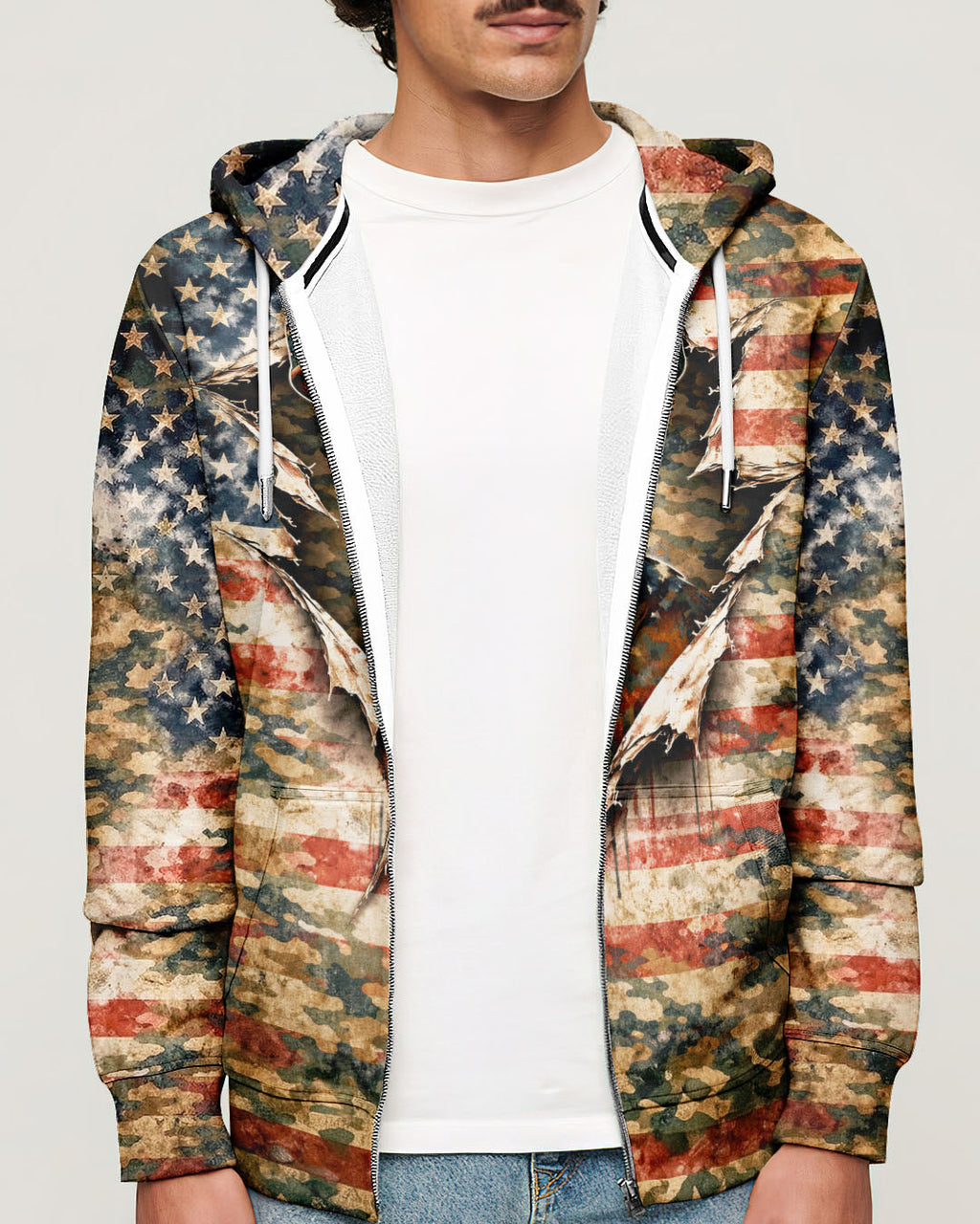 GRUNGE STARS AND STRIPES DEER HUNTING  ALL OVER PRINT - TLNT0304263