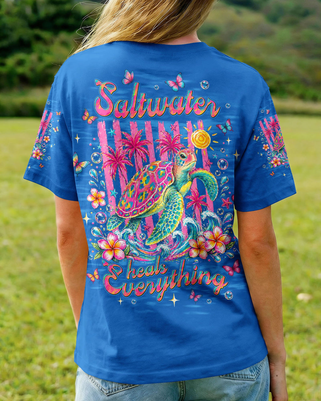 SALTWATER HEALS EVERYTHING TURTLE ALL OVER PRINT  - TLNT0505262