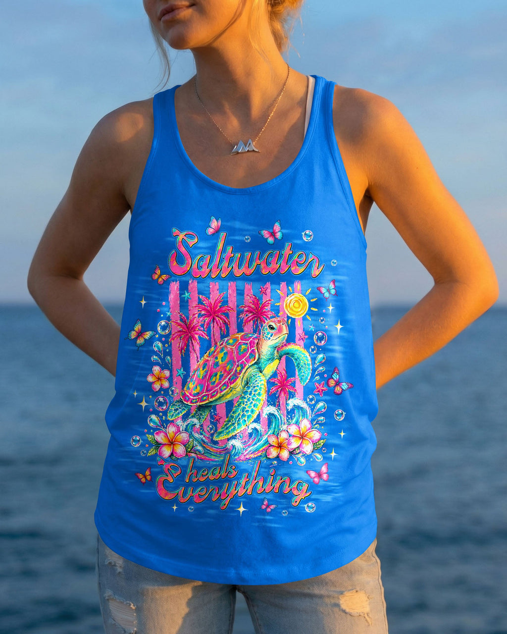 SALTWATER HEALS EVERYTHING TURTLE ALL OVER PRINT  - TLNT0505262