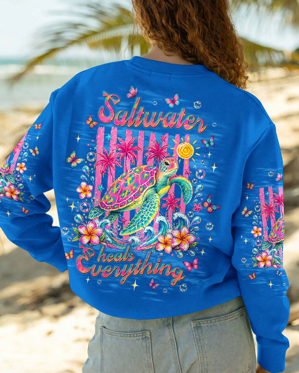 SALTWATER HEALS EVERYTHING TURTLE ALL OVER PRINT  - TLNT0505262
