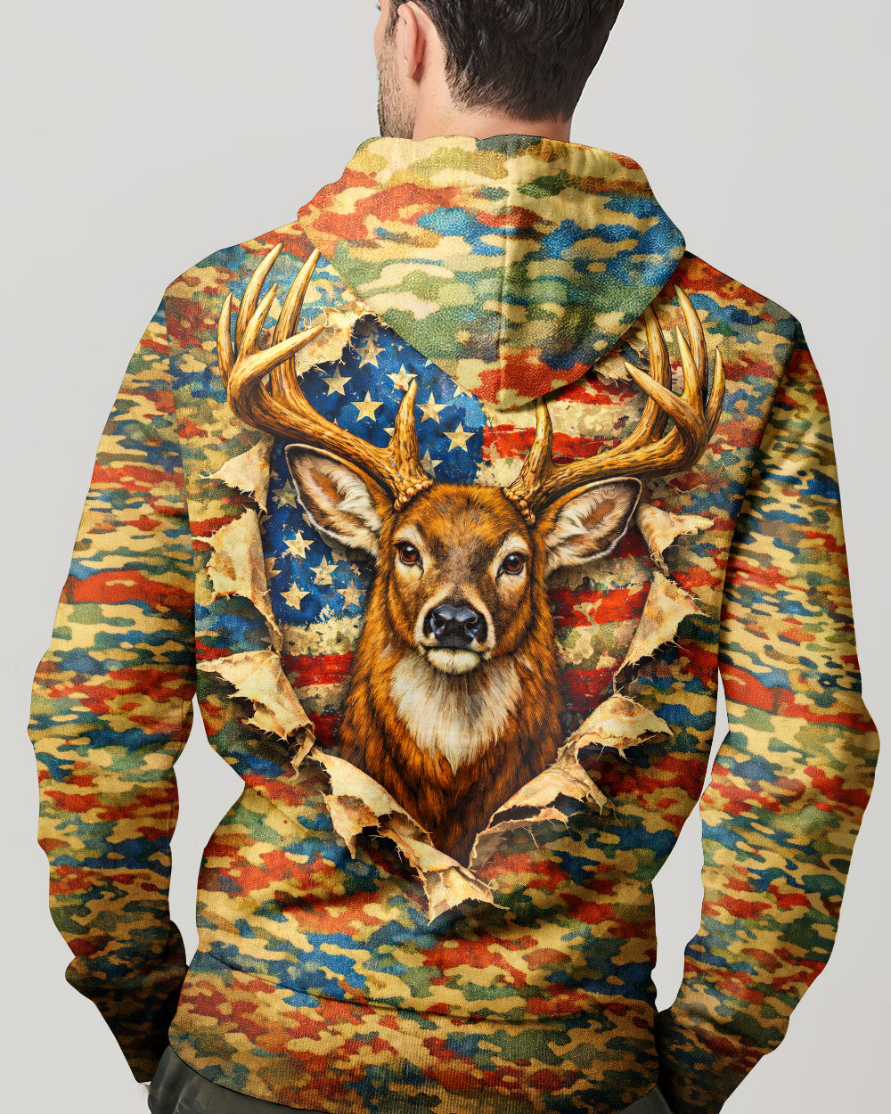 HUNTING DEER CAMOUFLAGE STARS AND STRIPES  ALL OVER PRINT - TLNT0604261