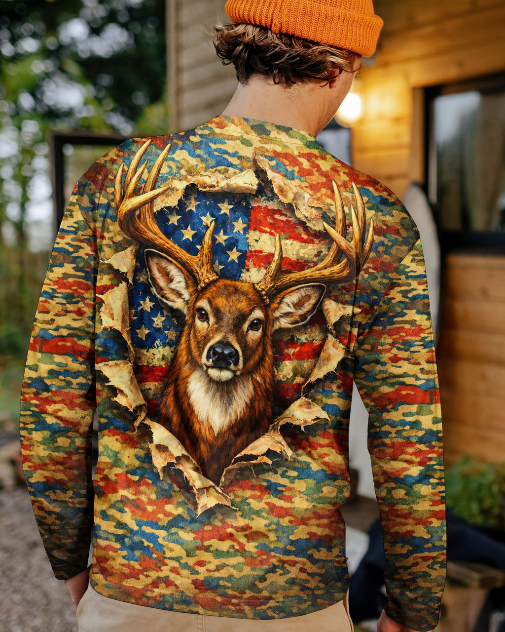 HUNTING DEER CAMOUFLAGE STARS AND STRIPES  ALL OVER PRINT - TLNT0604261