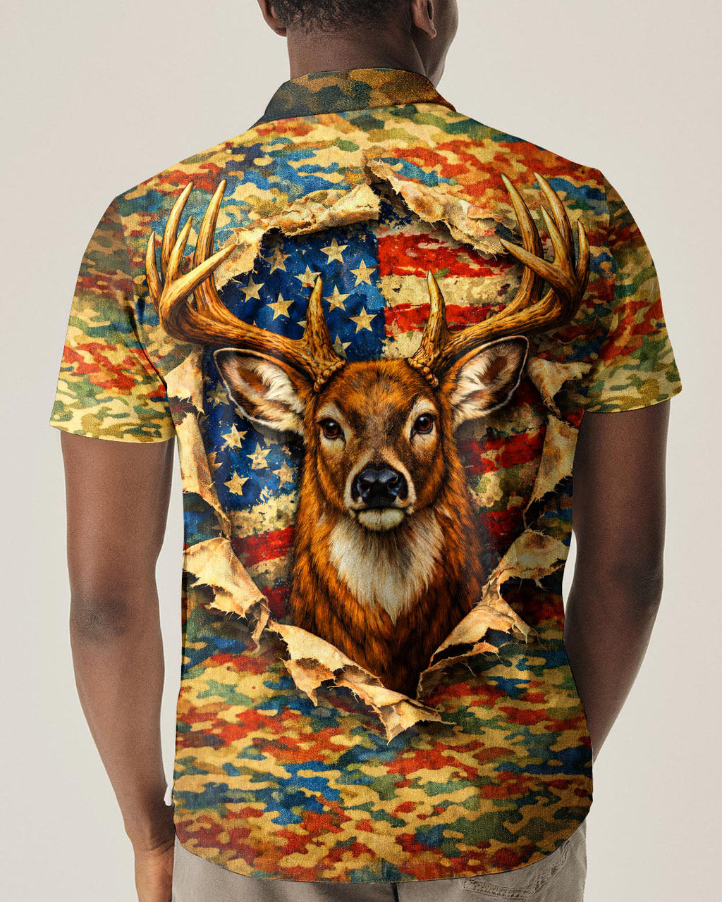 HUNTING DEER CAMOUFLAGE STARS AND STRIPES  ALL OVER PRINT - TLNT0604261