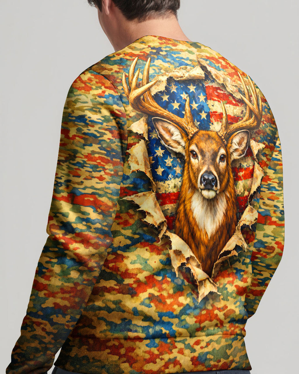 HUNTING DEER CAMOUFLAGE STARS AND STRIPES  ALL OVER PRINT - TLNT0604261