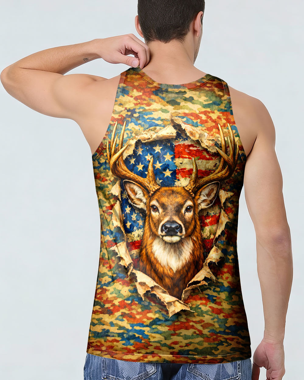 HUNTING DEER CAMOUFLAGE STARS AND STRIPES  ALL OVER PRINT - TLNT0604261