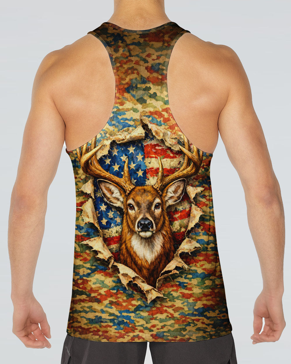 HUNTING DEER CAMOUFLAGE STARS AND STRIPES  ALL OVER PRINT - TLNT0604261