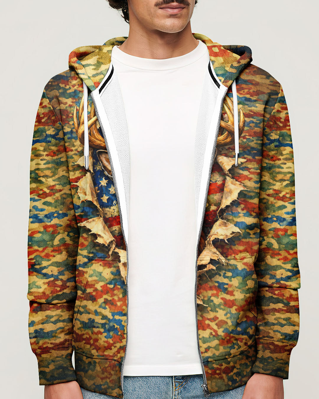 HUNTING DEER CAMOUFLAGE STARS AND STRIPES  ALL OVER PRINT - TLNT0604261
