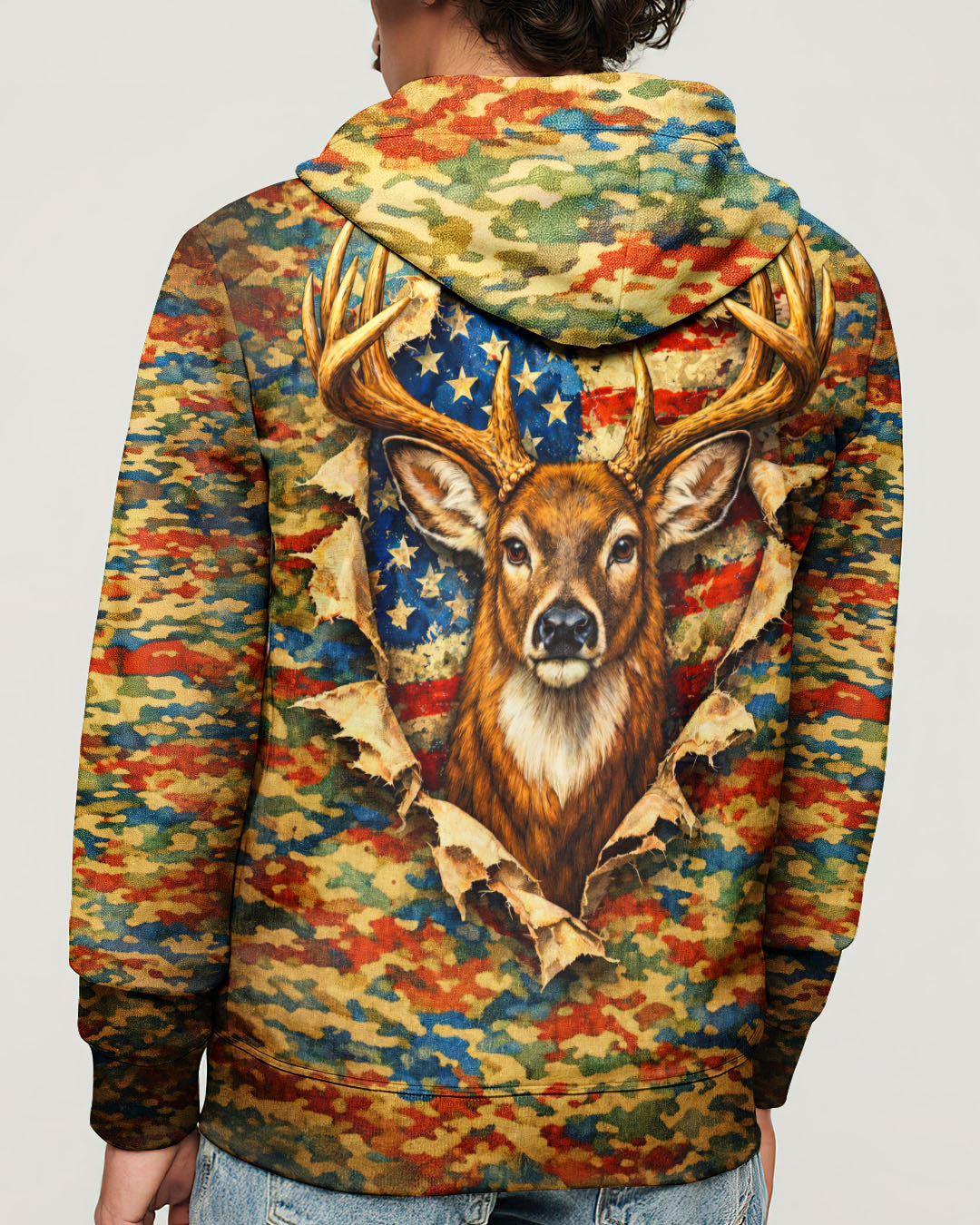 HUNTING DEER CAMOUFLAGE STARS AND STRIPES  ALL OVER PRINT - TLNT0604261