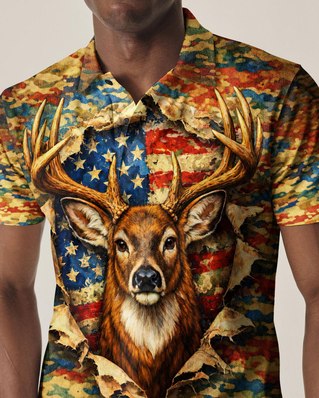 HUNTING DEER CAMOUFLAGE STARS AND STRIPES  ALL OVER PRINT - TLNT0604261